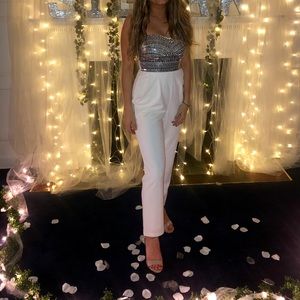 White Express Jumpsuit with Sequins
